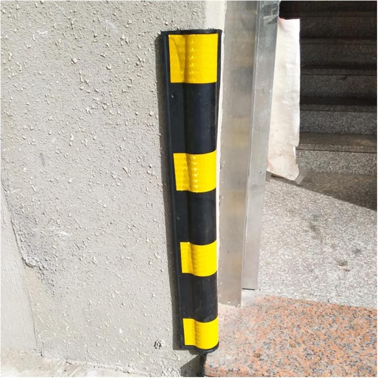 Parking Garage Wall Corner Guards - 1cm Thick Rubber Protectors, Anti-Scratch Reflective Edges, 2pcs Yellow 120cm for Workshops & Commercial Use