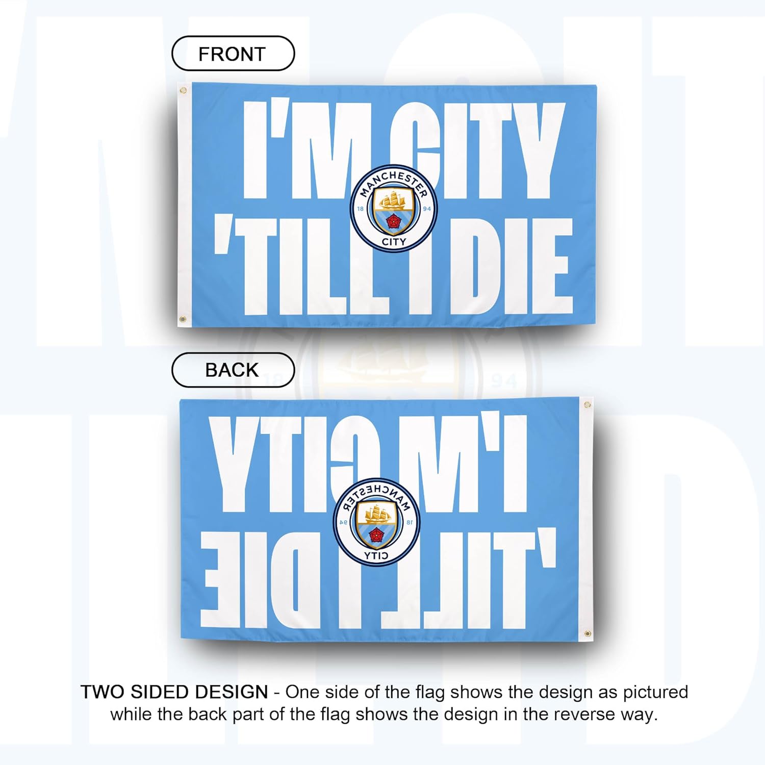 Desert Cactus Manchester City FC 100% Polyester Indoor Outdoor 3x5 feet Banner Man City MCFC Football Soccer (Flag H)
