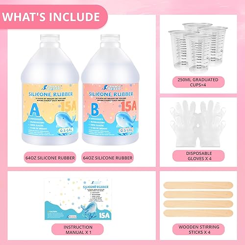 Miniatura 2 de JHKL RESIN Kit de fabricación de moldes de silicona, goma de silicona líquida de platino de 1 galón para fabricante de moldes, moldes de silicona