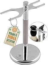 Pearl Combo of Shaving Razor and Brush Holder Stand (Silver)