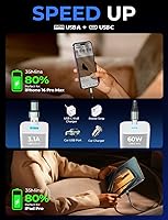 Vista 4 de AINOPE Cable USB C a USB C, paquete de 2 cables USB C de 1.5 pies de carga rápida con adaptador USB a USB C, cable USB a USBC de 60 W para iPhone 17