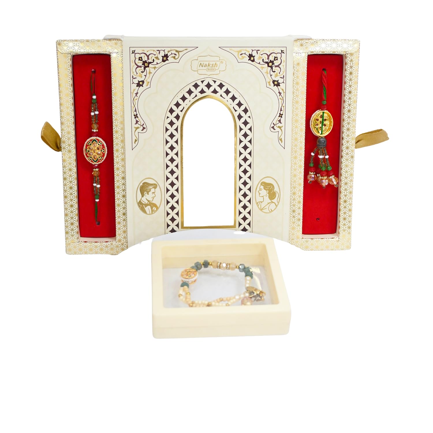 Premium Designer Rakhi Set for Brother and Bhabhi with Elegant Festive Gift Box – Handmade Luxury Pearl and Stone Beads Rakhi Combo for Raksha Bandhan-image-32