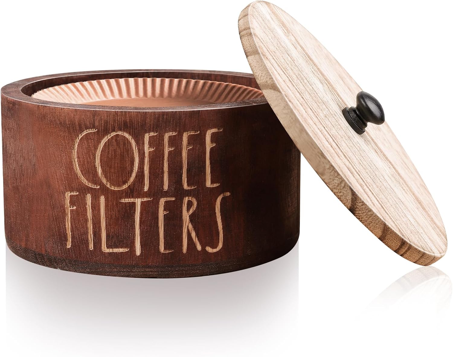 MINCORD Brown Coffee Filter Holder, Rustic Wood Coffee