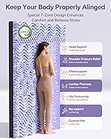 Vista 3 de ChiXpace Cubrecolchón de espuma viscoelástica de doble capa de 5 pulgadas, tamaño matrimonial, almohadilla de colchón de 3 pulgadas y espuma Negro