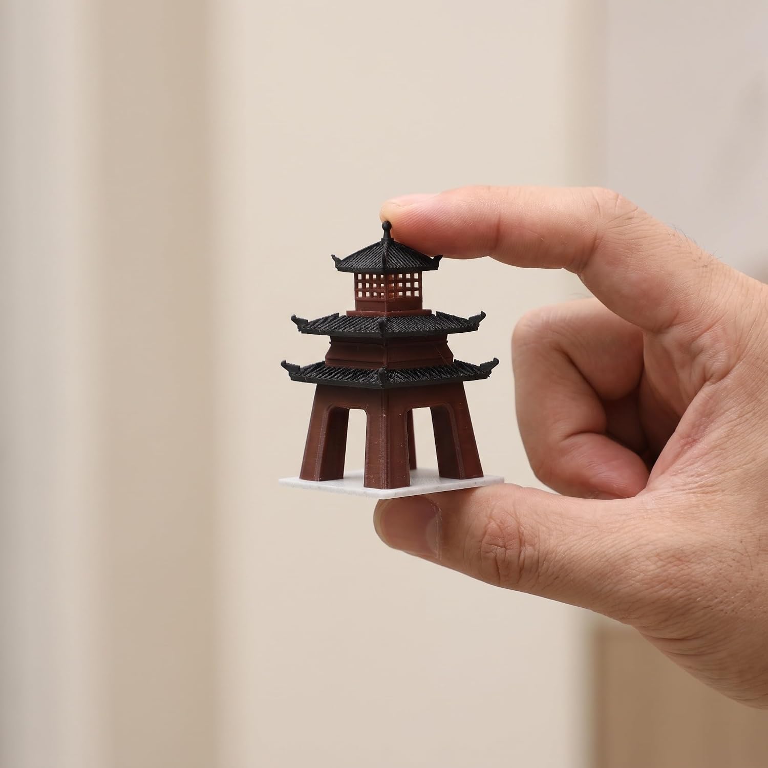 Asian Miniature Decor Traditional Tower Architecture Zen Brown Desk