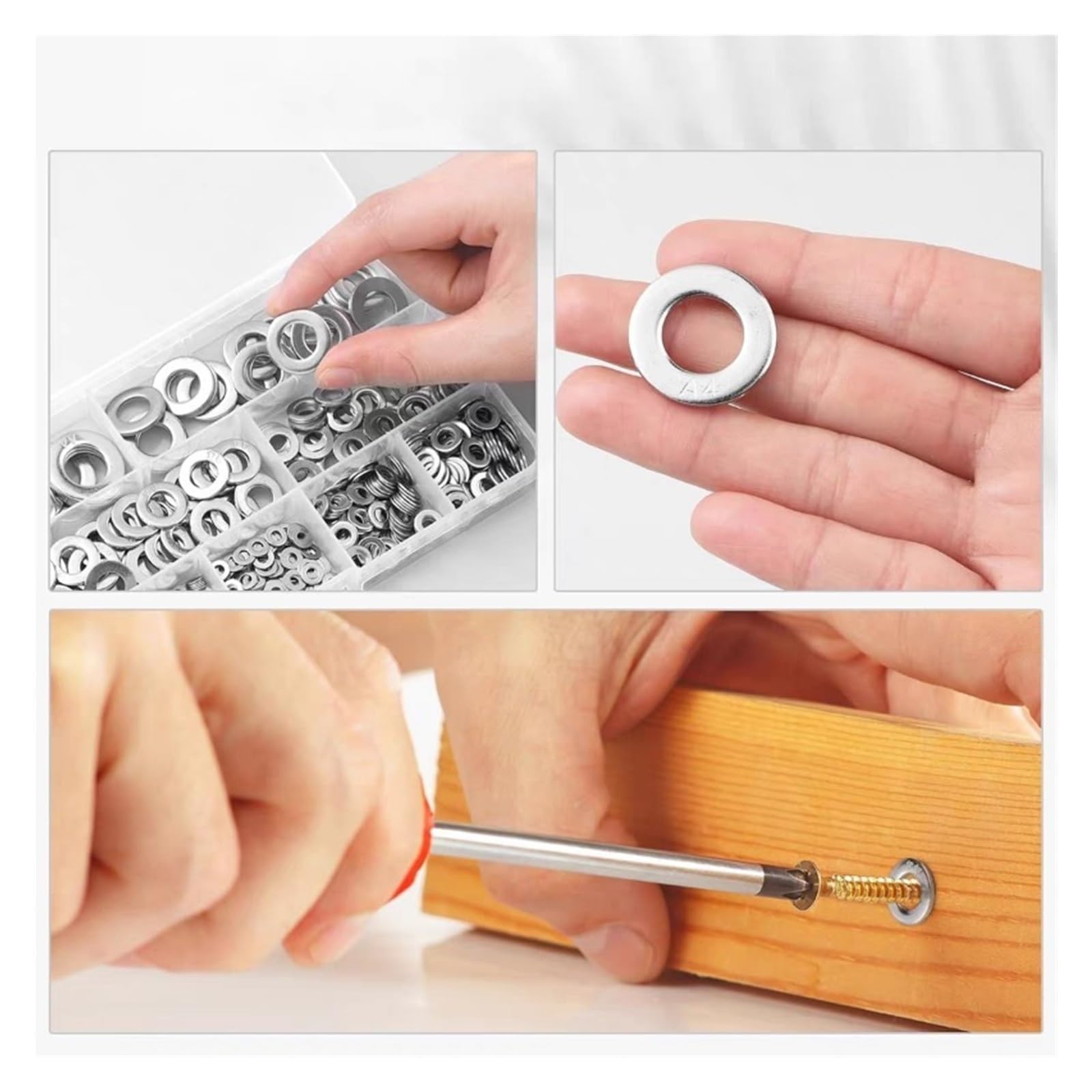 1/5 Box Edelstahl-Flachscheiben, Metall-O-Ringe, Dichtungen, Zubehör for Schrauben und Bolzen, Sortiment(400pcs(5box))