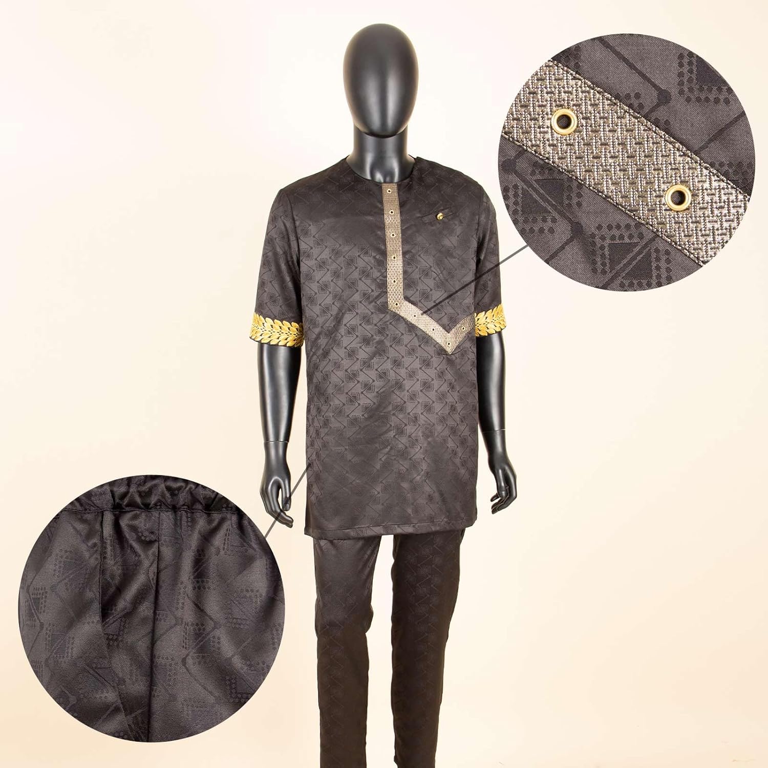 Men Tracksuit African Clothes Dashiki Embroidery Short Sleeve Shirt and Ankara Pants Set Dashiki Outfits