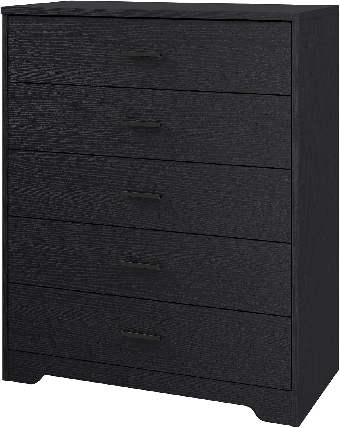 Panana Wooden 5/6 Drawer Dresser, Wide Modern Chest of Drawers, Organizer with Storage Drawers for Living Room Bedroom Hallway Closet (Black, 5 Drawers)