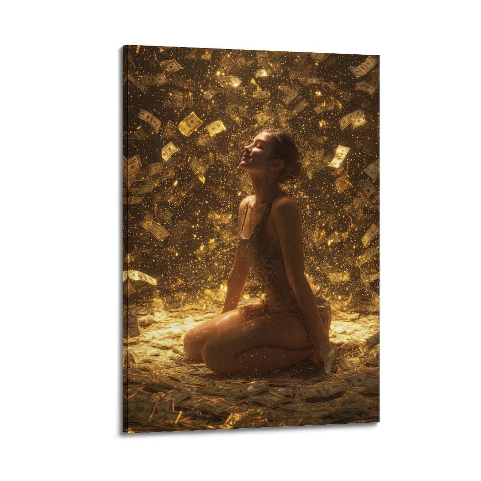 OKAHYS Vintage Beautiful Girl Poster Dream Money Lady Artwork Decorative Painting Canvas Wall Artworks Picture 24x36inch(60x90cm)