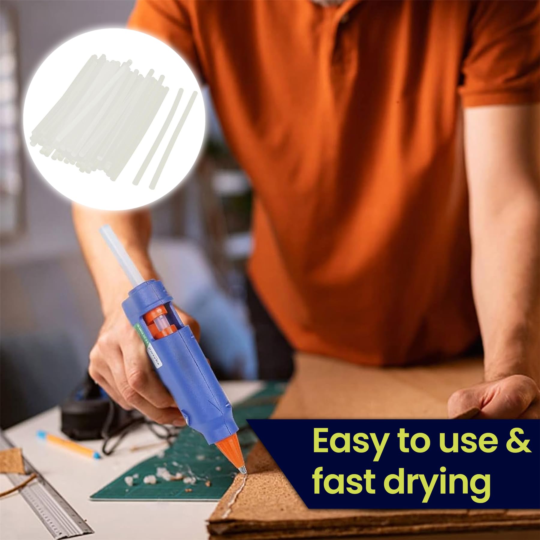 Dapetz ® 500 x klej termotopliwy, 11 mm x 100 mm, klej do pistoletu samoprzylepnego, ogólnego przeznaczenia, nadaje się do klejenia drewna, tkaniny, większości tworzyw sztucznych, ceramiki i lekkiego metalu