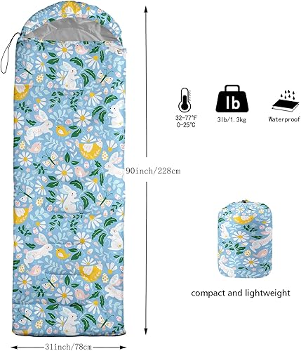 Miniatura 2 de AILONEN Cute Frog Green - Saco de dormir para acampar, ligero e impermeable, 3 estaciones de clima cálido y fresco, compresión portátil de viaje con