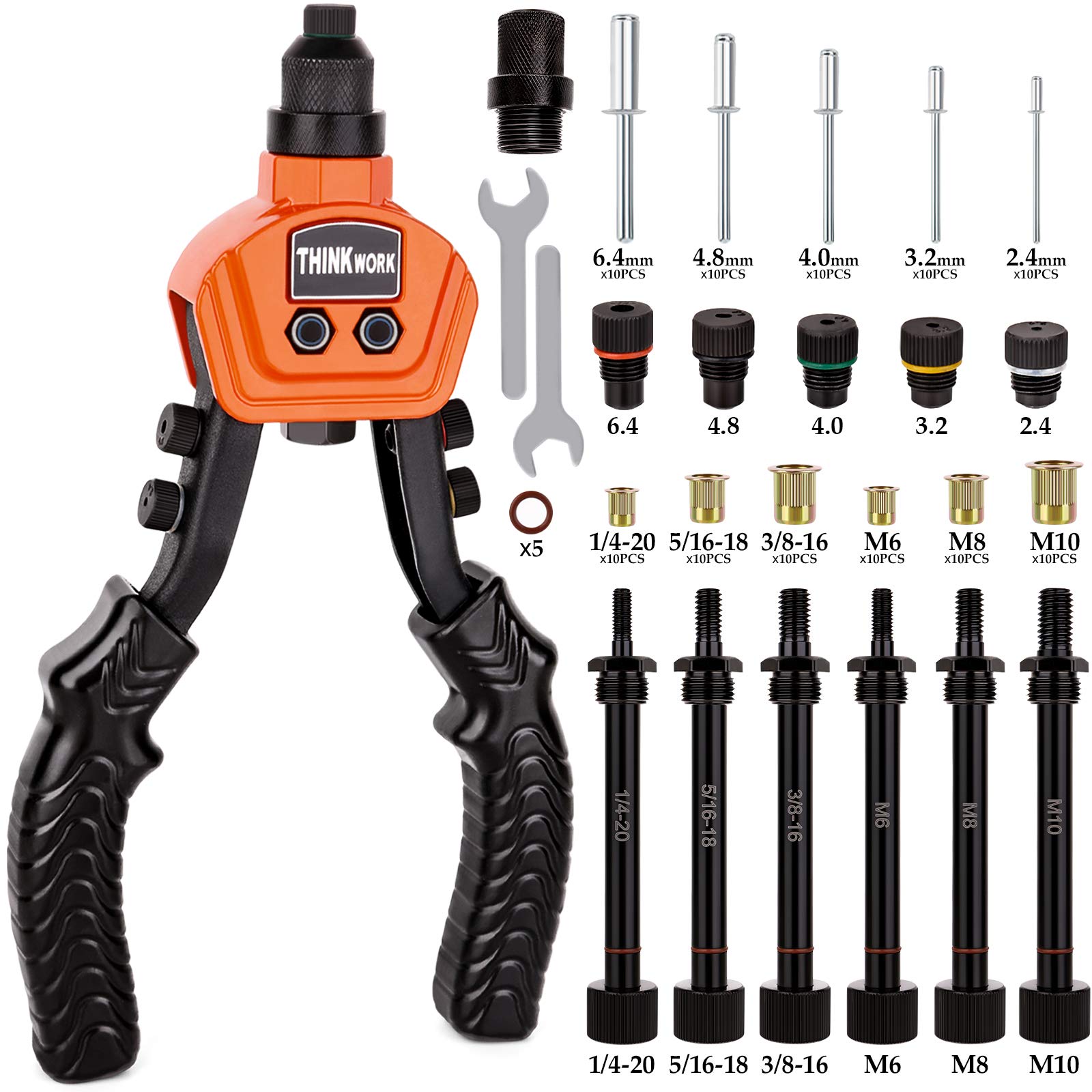 Buy THINKWORK Rivet Nut Tool 2 in 1, Rivet Set, Rivet Nut Setter Kit