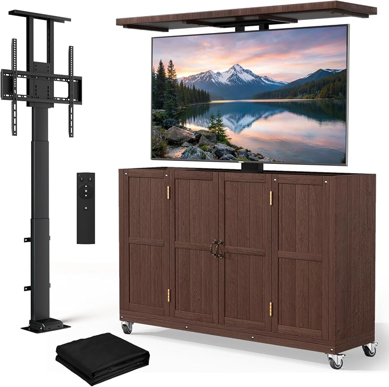 Haddockway Modern Electric TV Lift Cabinet for 32–65"TVs,Indoor&Outdoor Use