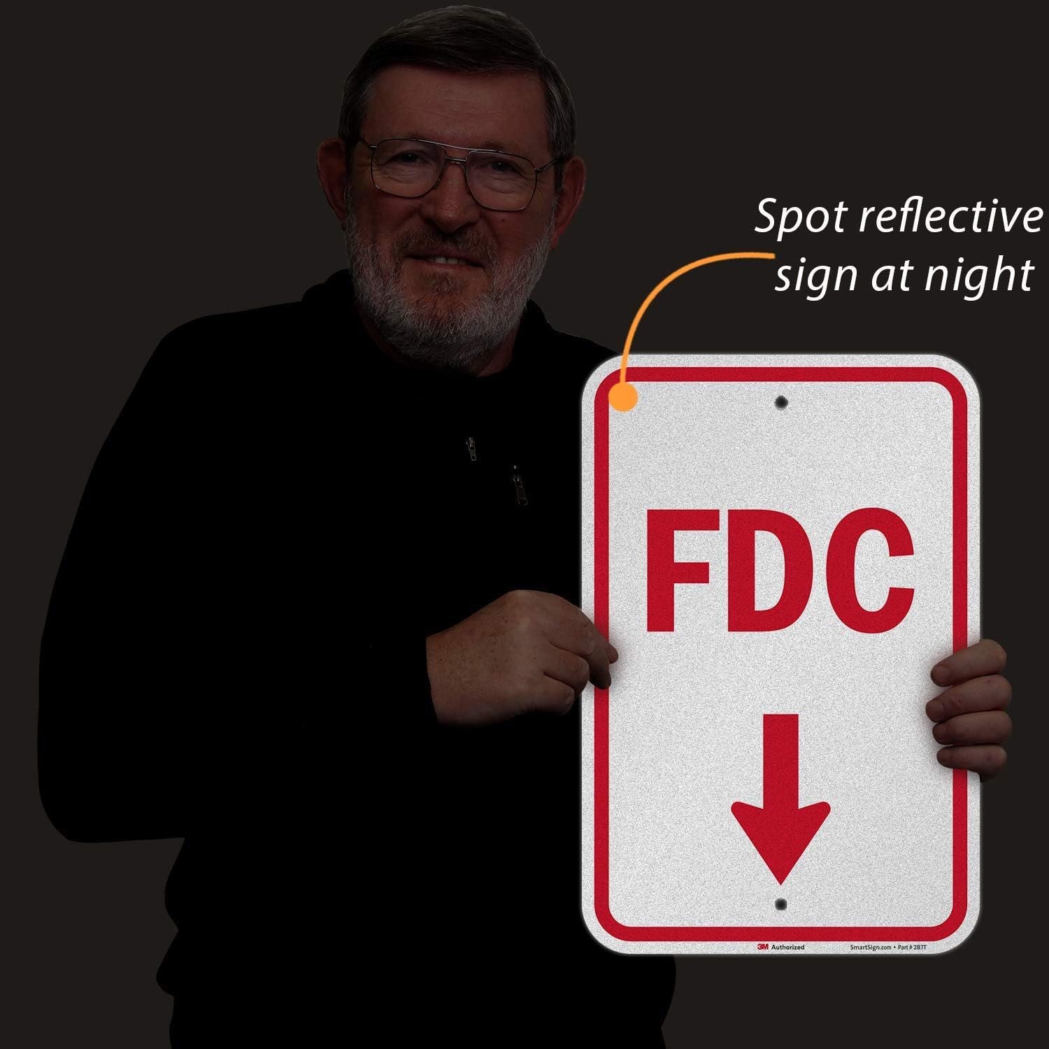 SmartSign "FDC" Sign with Down Arrow | 12" x 18" 3M Engineer Grade Reflective Aluminum