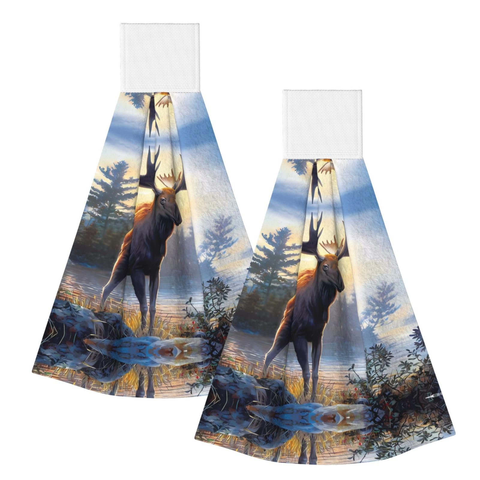 ZQYTGFDC Fall Deer Highly Absorbent Dish Towels Soft Coral Fleece Wipe