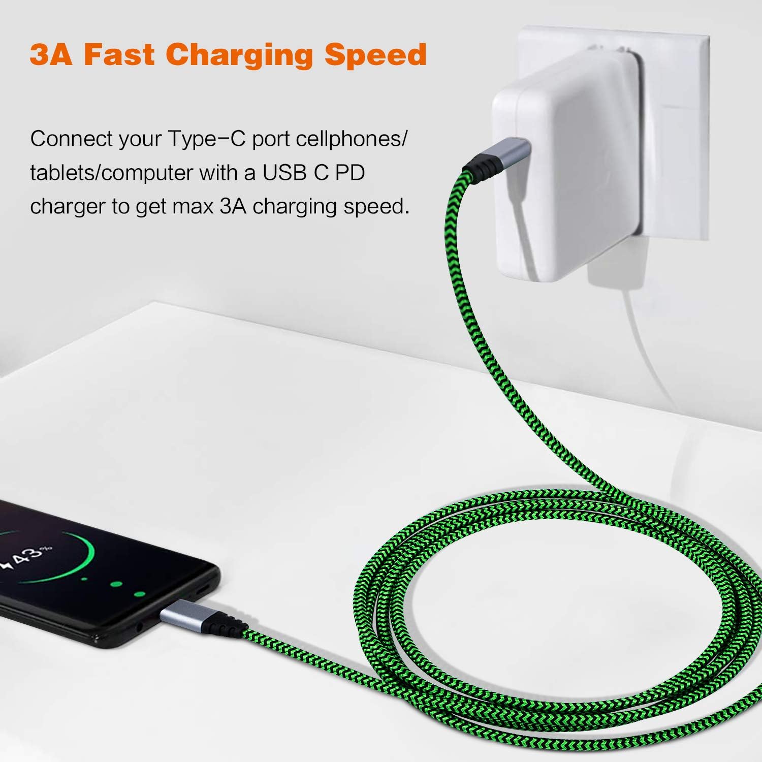 Limited Discount USB C to C Cable, Canjoy 2Pack 6ft Braided USB Type C-C 2.0 Cable 3A Fast Charging Data Cord Compatible with Samsung Galaxy Note 9 8 S9 S8,Chrombook Pixel,Huawei Matebook,iPad Pro 2018,LG V20 V30