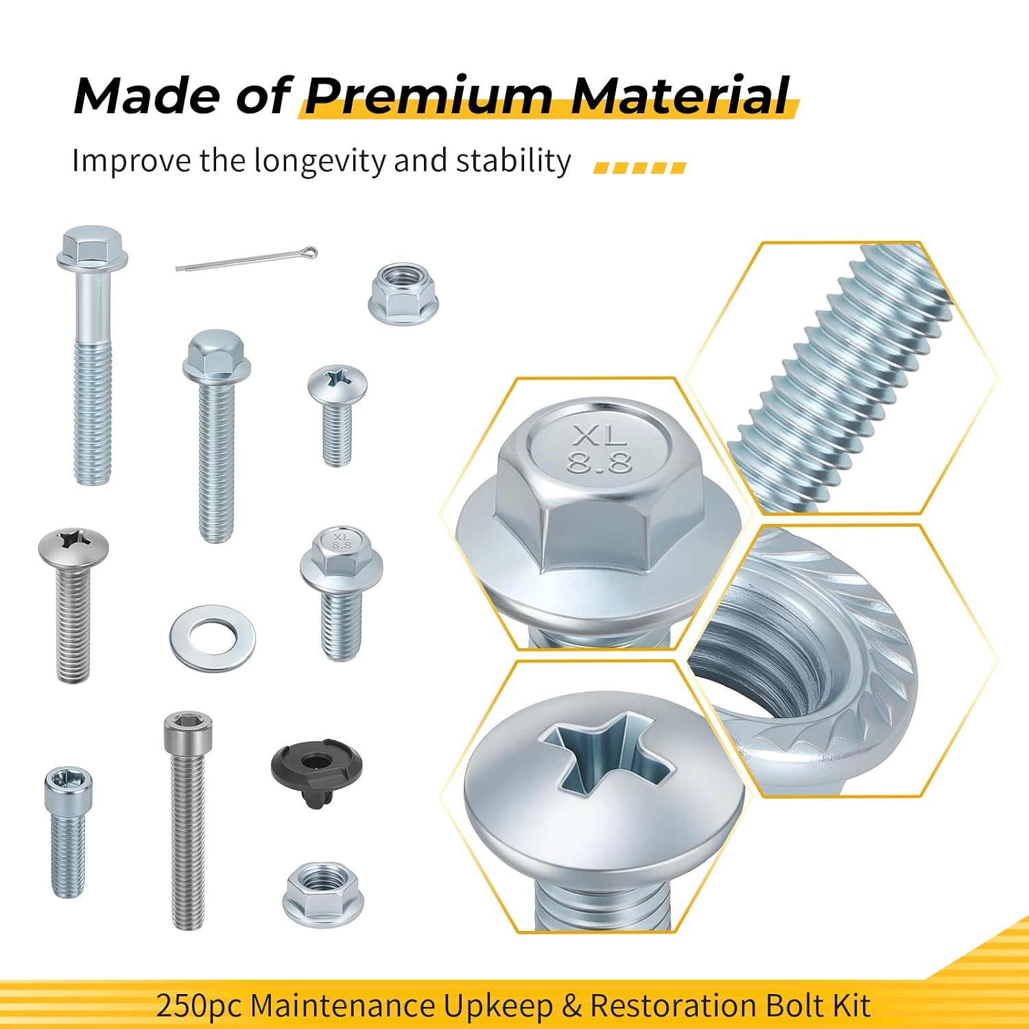 M MATI 250pc Maintenance Upkeep & Restoration Bolt Kit for Yamaha YFZ 450 YFZ450 ATV Quad