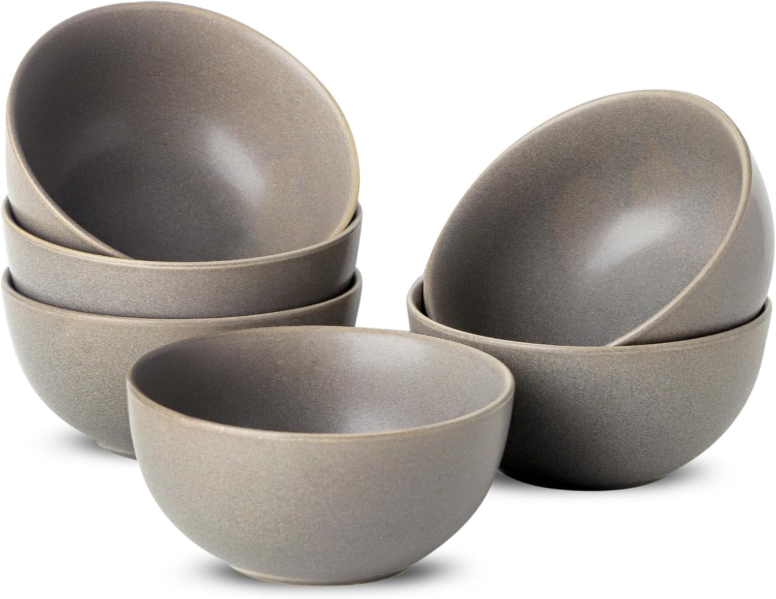 Soup Bowls Set of 6, 24 oz Cereal Bowls for Kitchen, Ceramic Bowls Set for Pasta, Ramen, Oatmeal, Dessert, Stoneware Bowls Set for Gift, Dishwasher Microwave Oven Safe, Matte Gray