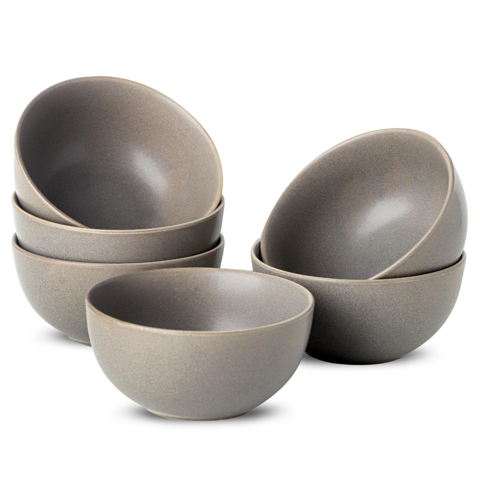 Soup Bowls Set of 6, 24 oz Cereal Bowls for Kitchen, Ceramic Bowls Set for Pasta, Ramen, Oatmeal, Dessert, Stoneware Bowls Set for Gift, Dishwasher Microwave Oven Safe, Matte Gray