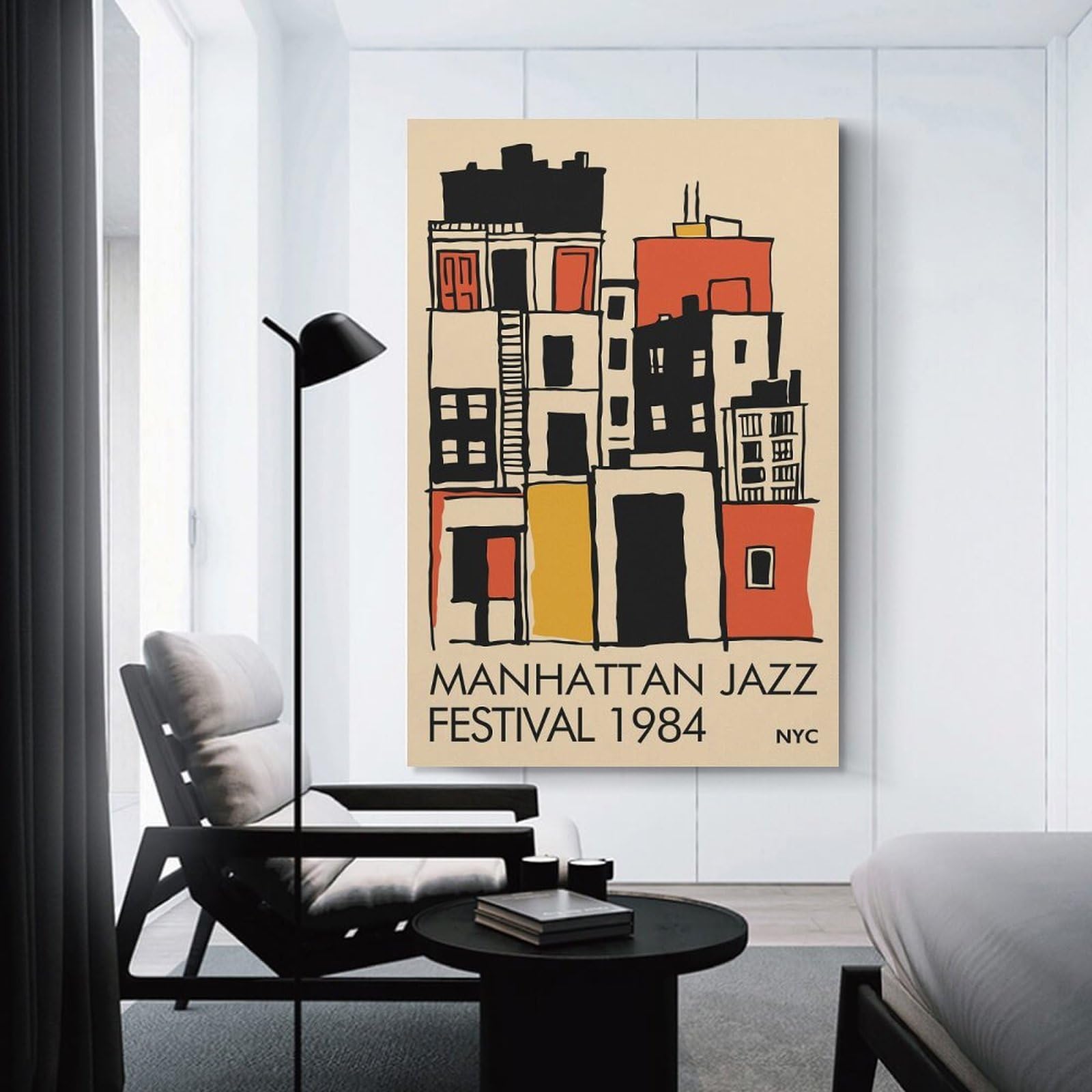 Junmoney Manhattan Jazz Festival 1984 Decorative Canvas Print, 24x36inch(60x90cm), for Hallway, Entryway Or Landing, Home Artwork for First Impressions