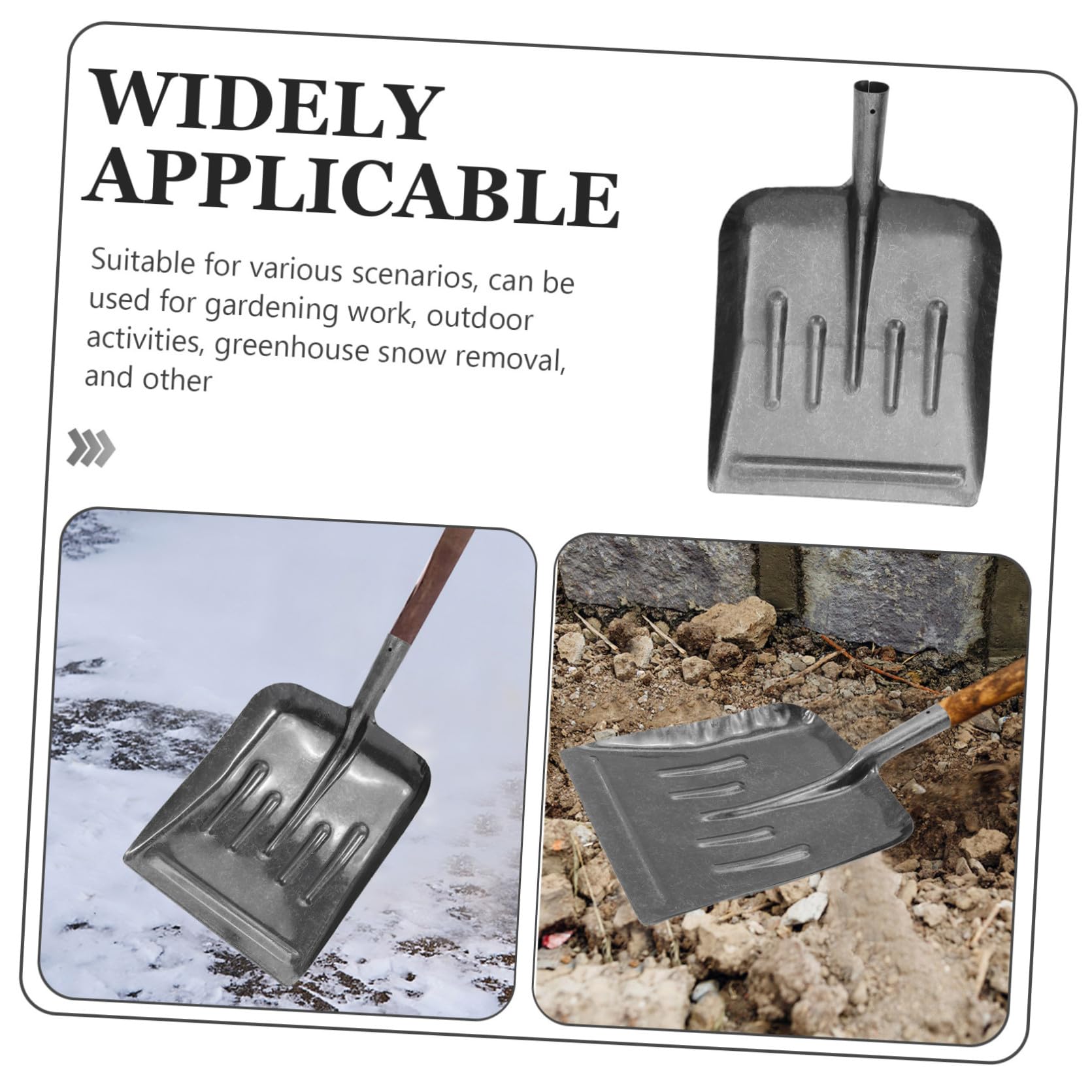 Pala Manuale da Giardino in Acciaio al Manganese Argento | Manico Ergonomico, Trapianto e Pulizia Letame, Rimozione Neve, Testa Piatta
