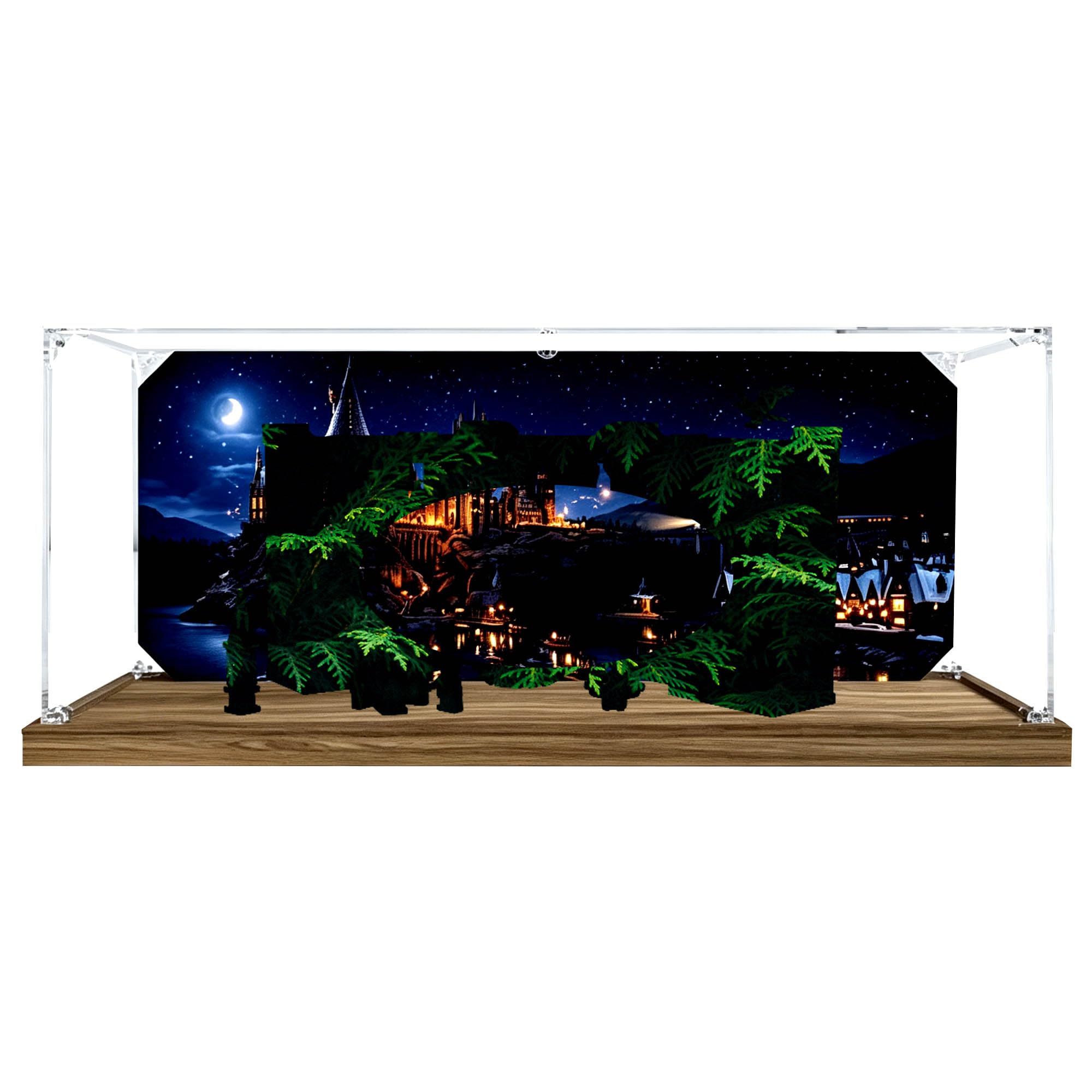 Espositore in acrilico, per set Le-go 76478 Book Nook (sfondo 2) | Scatola da vetrina antipolvere, per riporre la casa, compatibile con Book Nook 76478 (solo scatola)
