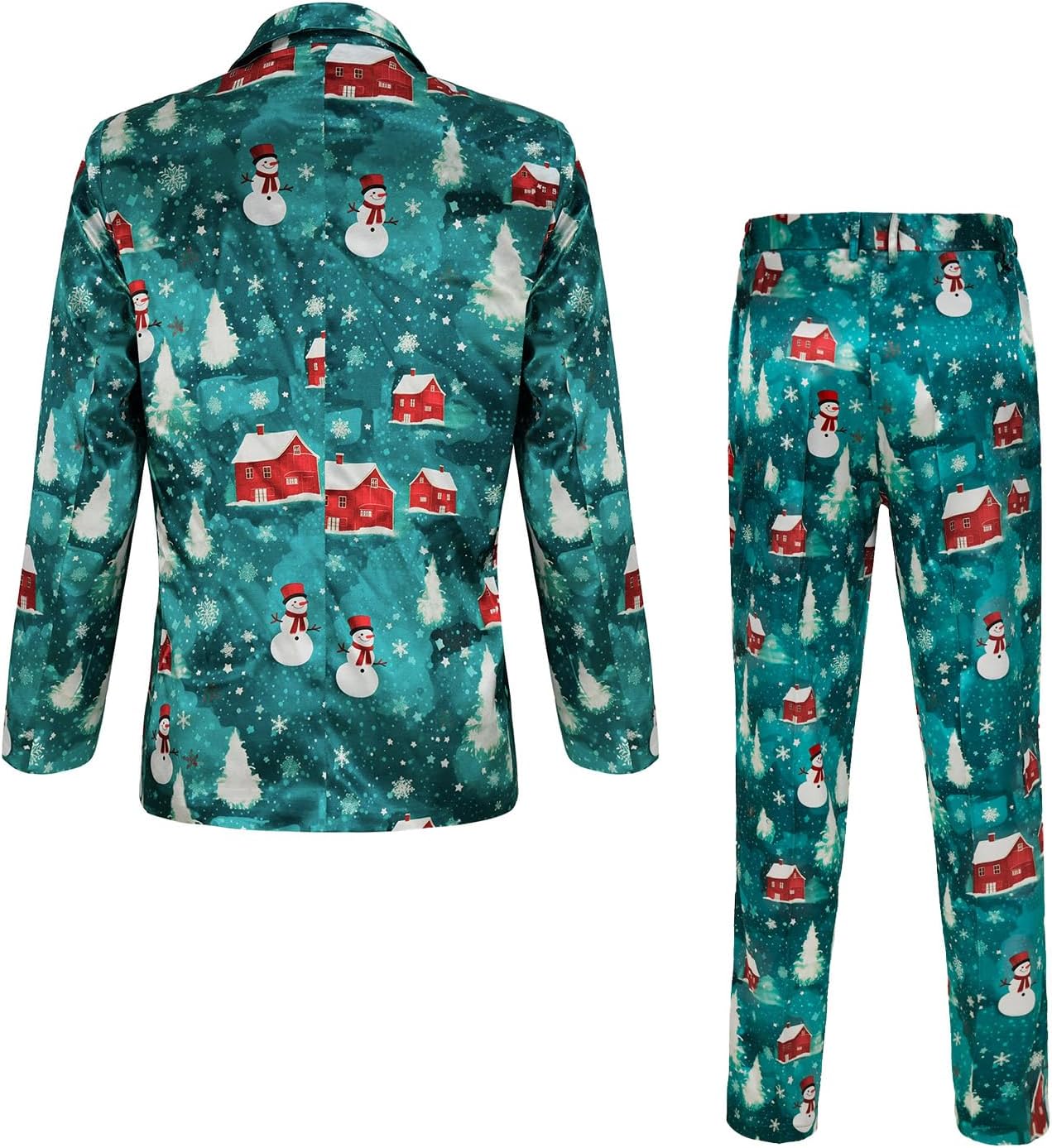 Teyujosem Men's Christmas Party Suit Casual Business Christmas Fun Ugly Printed Suit Set