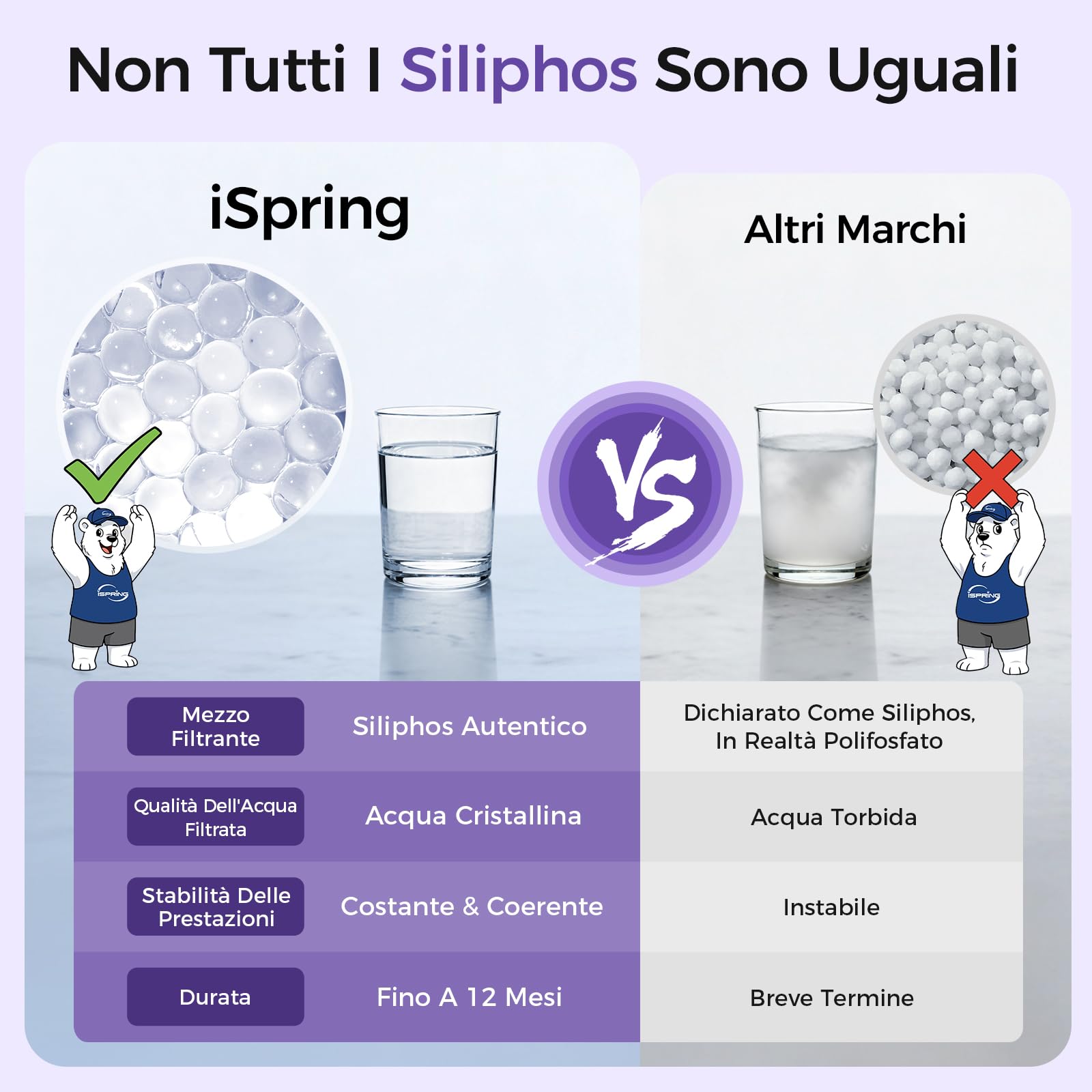 iSpring WDS80K Filtro Anticalcare 10" x 4,5", Filtro Acqua per Casa Intera, Inibitore di Calcare Brevettato, Anti Incrostazioni, Prevenzione Calcare in Tubi