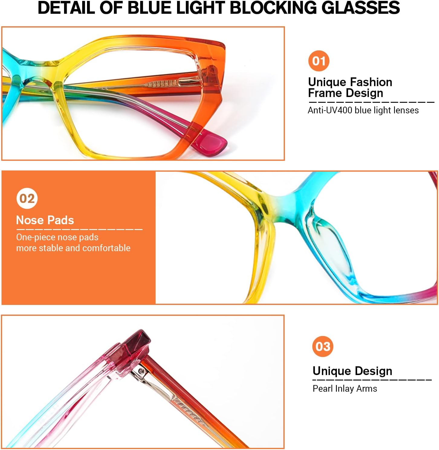 VOOGLAM Blue Light Blocking Glasses Cat Eye Fashion Glasses For Women Anti Eyestrain & UV