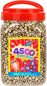 Praisebank Pony Beads, 4500pcs 6x9mm, Wholesale Beads, Bracelets Jewelry Making, Arts & CraftsGolden
