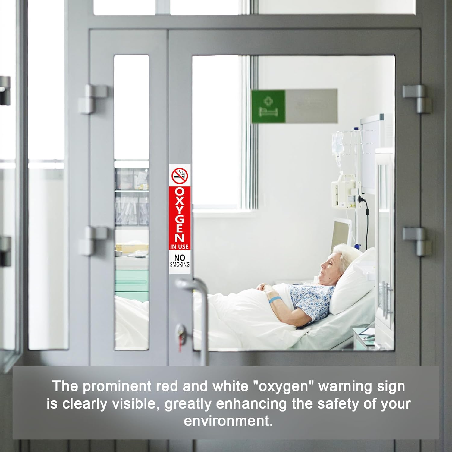 Kingdder 10 Pack Oxygen in Use Magnetic Sign 10"x2" Large No Smoking Safety Tags Labels for Home Hospitals Clinics Nursing Room Laboratories Door Outdoor Indoor Display, Magnetic Surface PVC Coating
