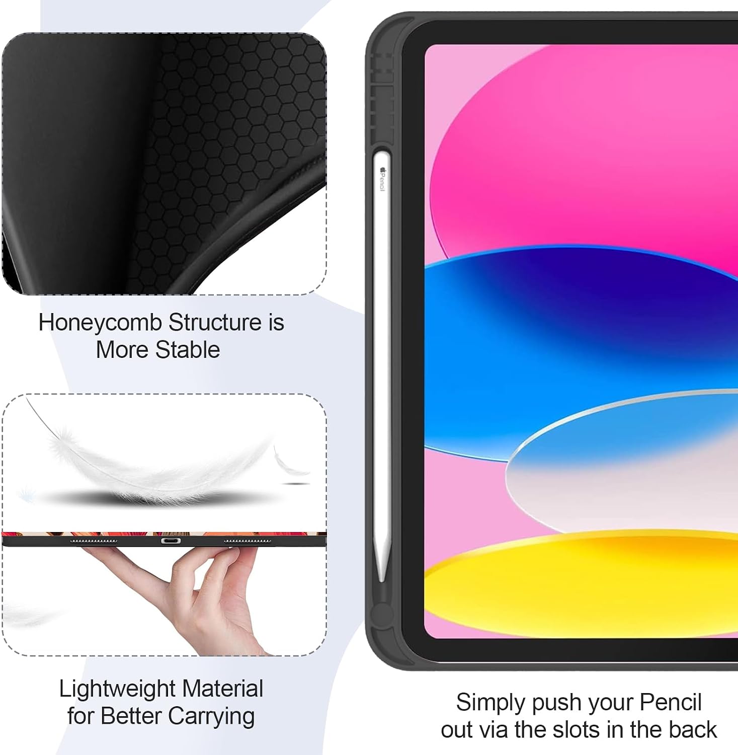 Case for iPad 11th (A16) 11-inch 2025 / 10th Generation 10.9-inch 2022，Fashionable Pattern Case with Pencil Holder Trifold Smart Stand Cover (Golden Flowers) image 5