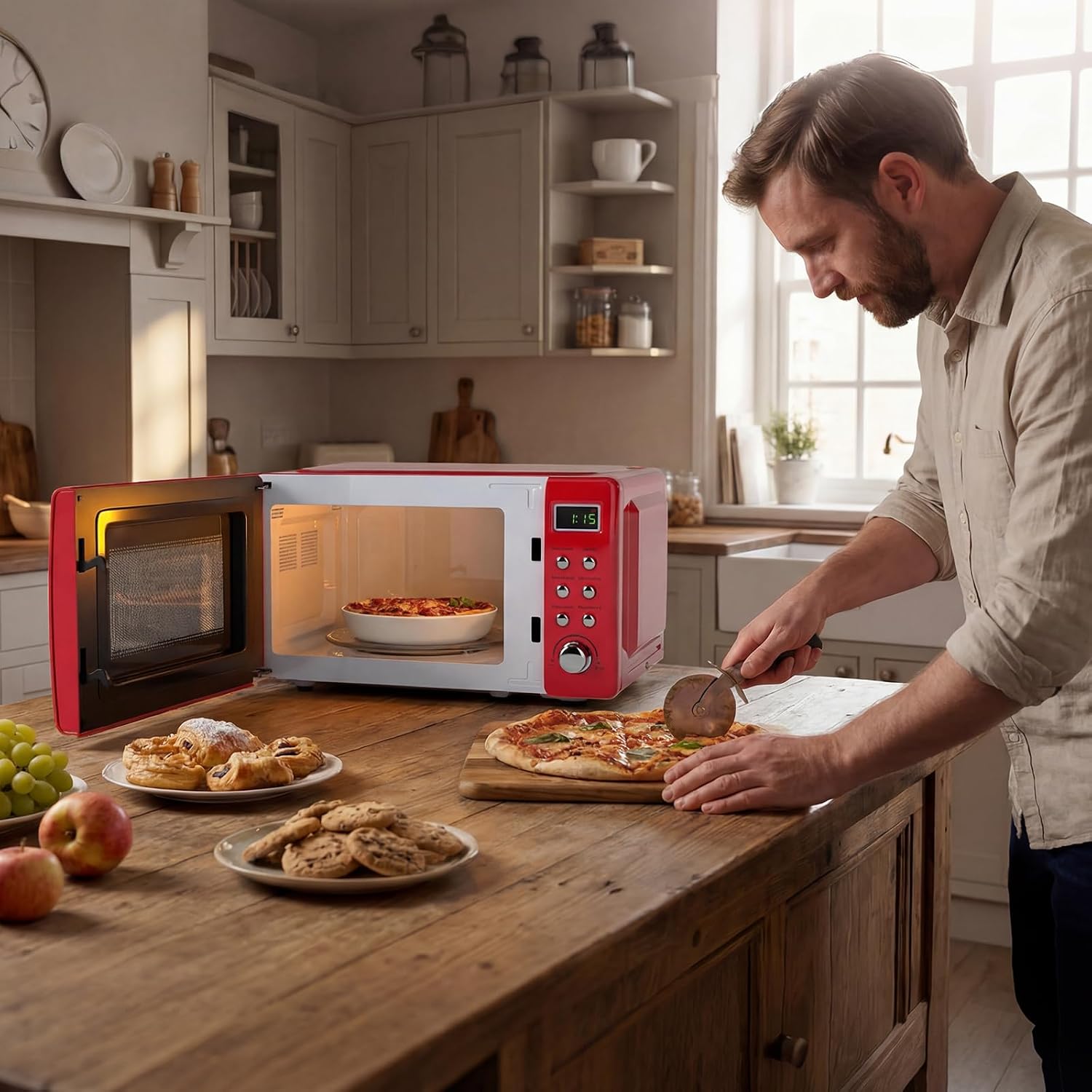 A Man Preparing Pizza in a Kitchen