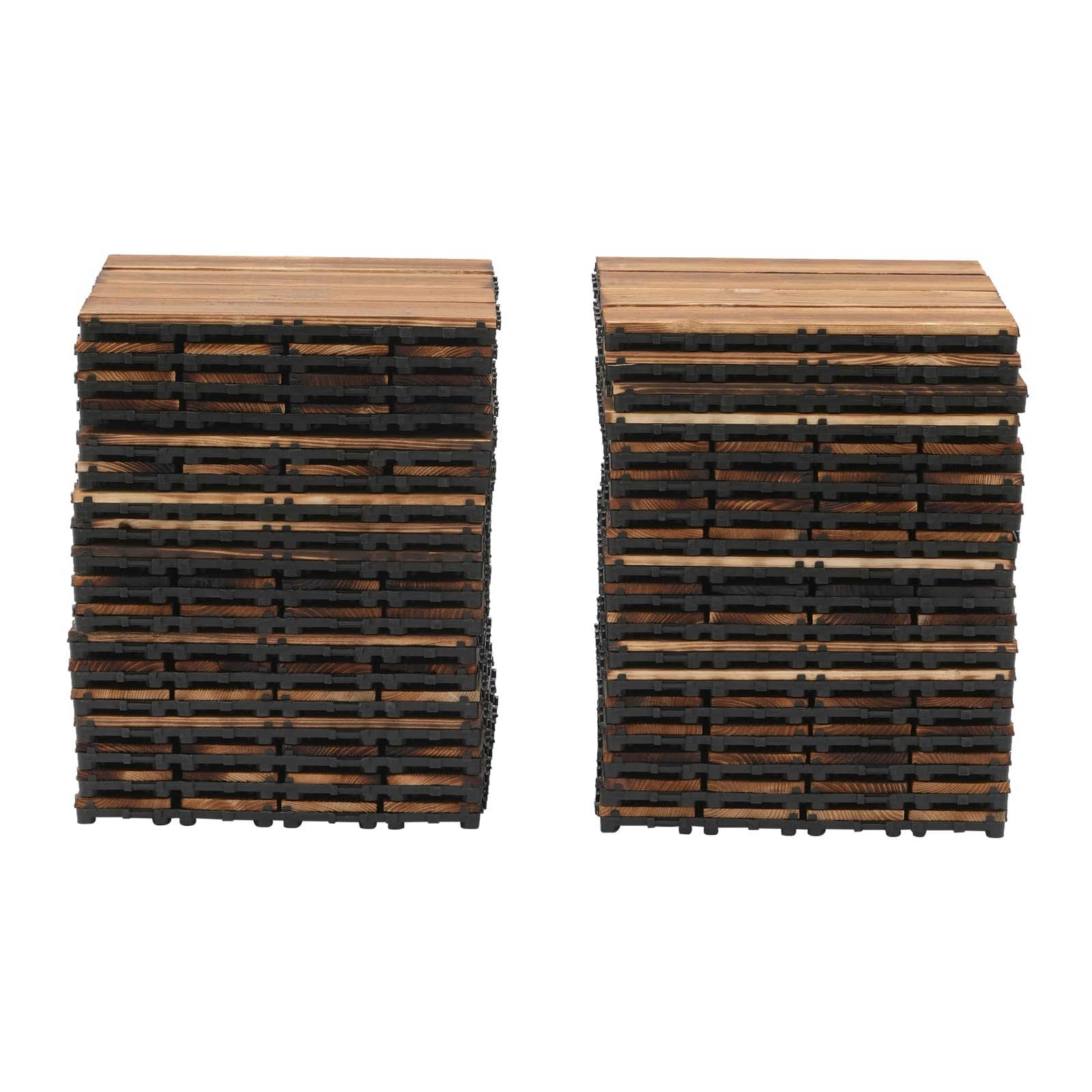 Dalles De Terrasse, 36 Pièces Caillebotis Bois Massif, Mélèze Carbonisé