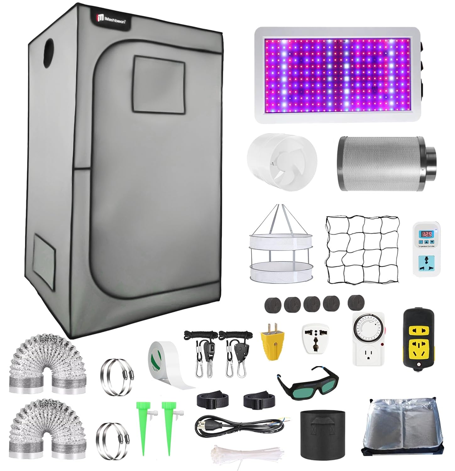 4x4 Grow Tent Kit Complete High Reflective Mylar Indoor Grow Tent 48x48x80 LED Grow Light Combo Hydroponics Indoor