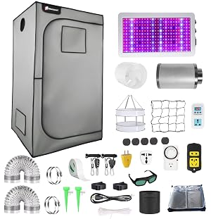 4x4 Grow Tent Kit Complete High Reflective Mylar Indoor Grow Tent 48x48x80 LED Grow Light Combo Hydroponics Indoor