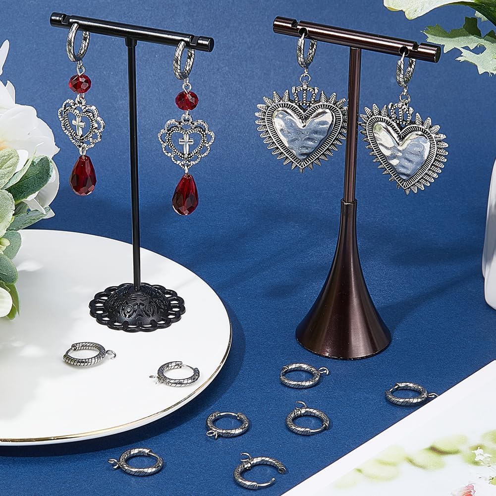 SUNNYCLUE 1 Box 12Pcs Silver Leverback Earring Hooks Round Earring Hooks French Earwires Textured Huggie Hoops Stainless Steel Lever Backs Ear Wire Earring Hooks Findings for Jewelry Making Supplies - Image 4