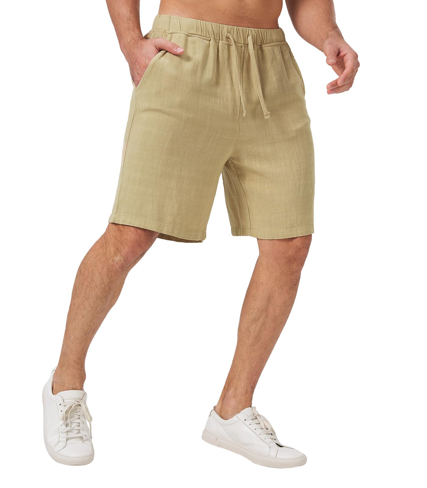 Zetieny Uomo Sportivi Pantaloncini Lino Pantaloncini Estivi Leggero Fitness Workout Shorts Pantaloni Casual da Uomo con Coulisse e Tasche
