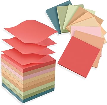 18 Pads Pop Up Sticky Notes 3x3 Refills, Vintage Color, Strong Adhesive Memo Pad Bulk, Suitable for Home, Office, School, Clean Removal