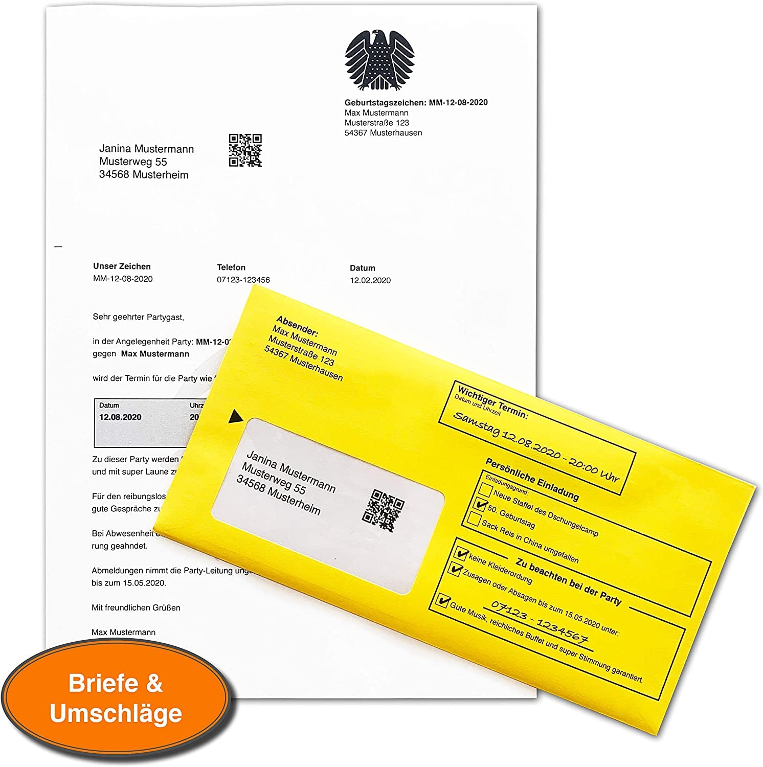 Einladungskarten zum Geburtstag als Mahnbescheid - Vorladung - witzige Einladungskarten zum Geburtstag - 30er 40er 50er 60er 70er - (20 Stück)
