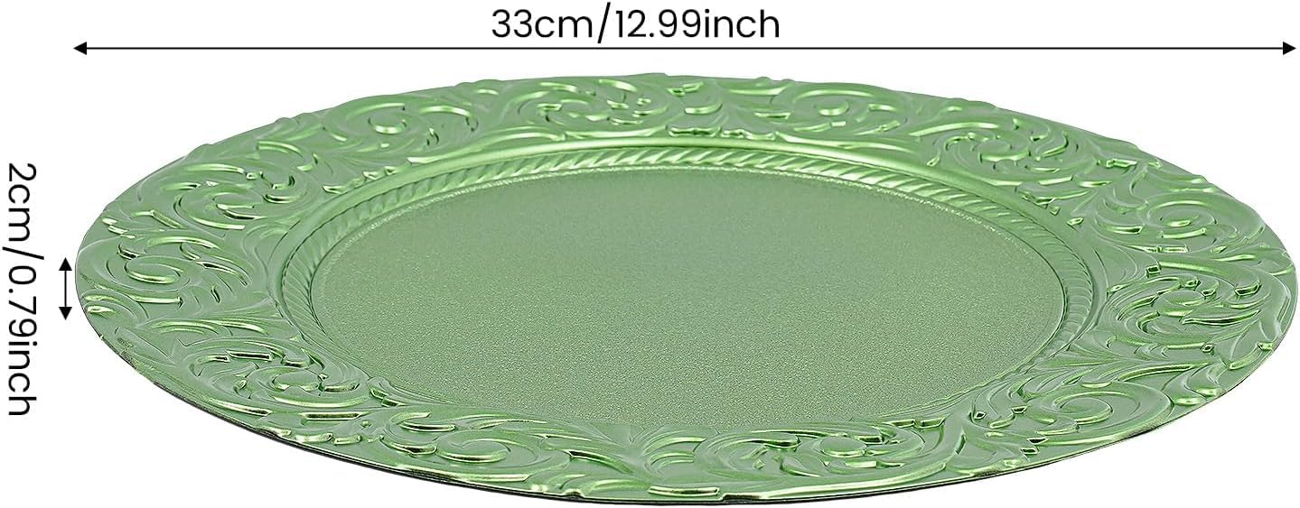 Lot De 100 Assiettes De Présentation Rondes De 33 Cm En Plastique, Bord En Relief, Réutilisables, Pour Mariage, Dîner, Banquet Et Décoration Intérieure, Noir (or) Green