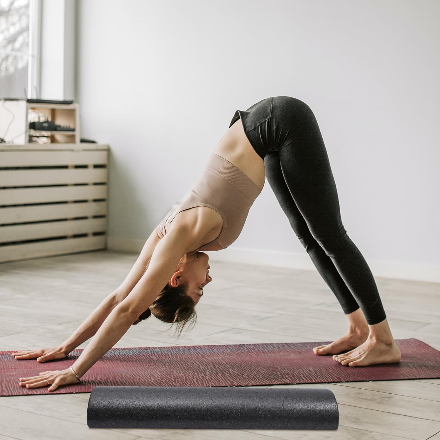 VALICLUD Epp Half-Round Foam Roller for Muscle Massage, Black 60cm Yoga Exercise Roller for Back, Legs, and Arms Massage Therapy