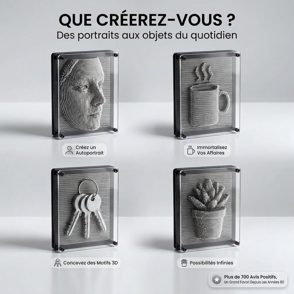 GOODS+GADGETS 3D Tableau à Clous Pinart Tableau Pinpressions Sculpture Jouet rétro avec Clous métalliques 20 x 15 cm
