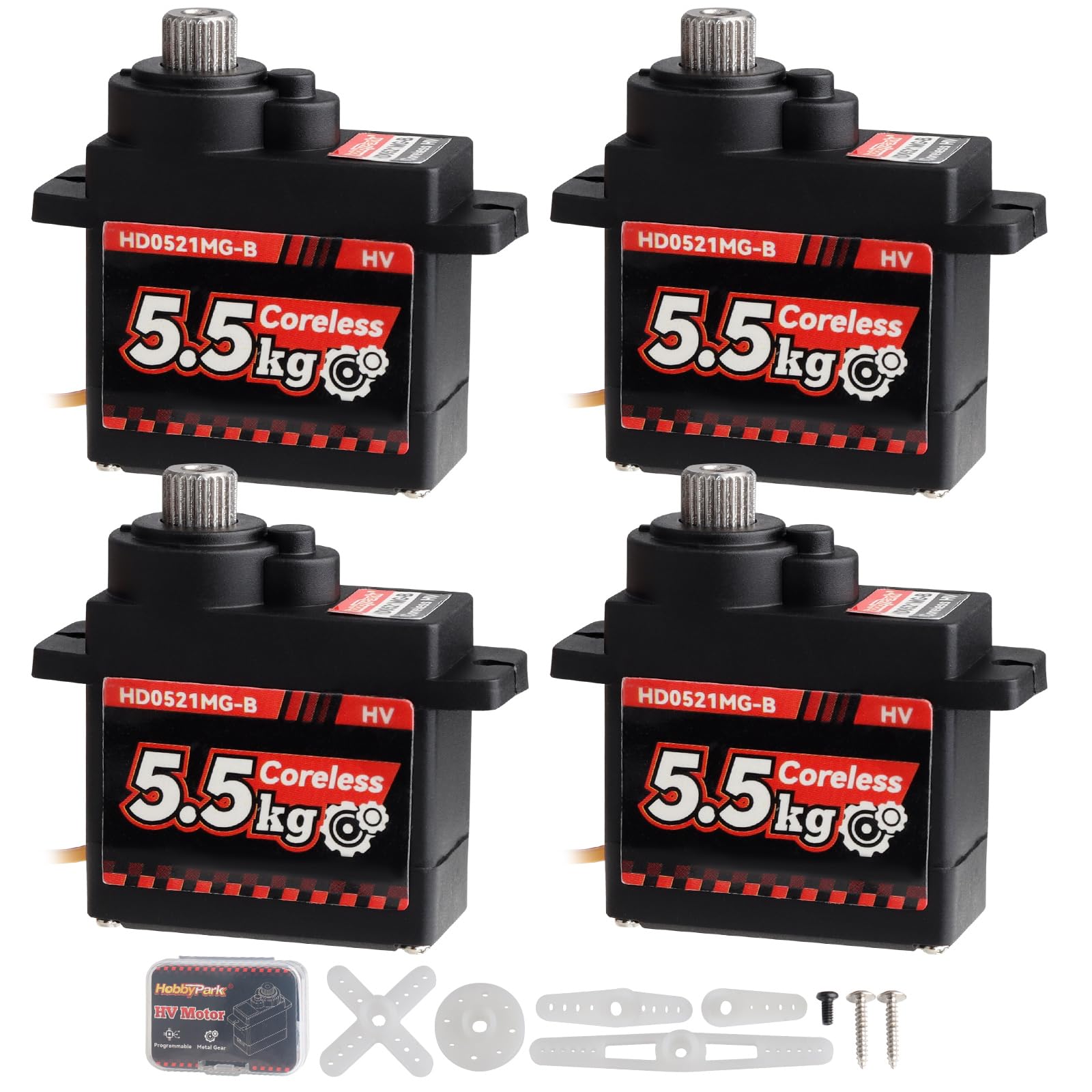 HobbyPark Mini servo 9G con motor sin núcleo de metal para aviones RC, planeador, robótica, proyectos Arduino, coches RC, 5,5 kg de alto par digital (4)