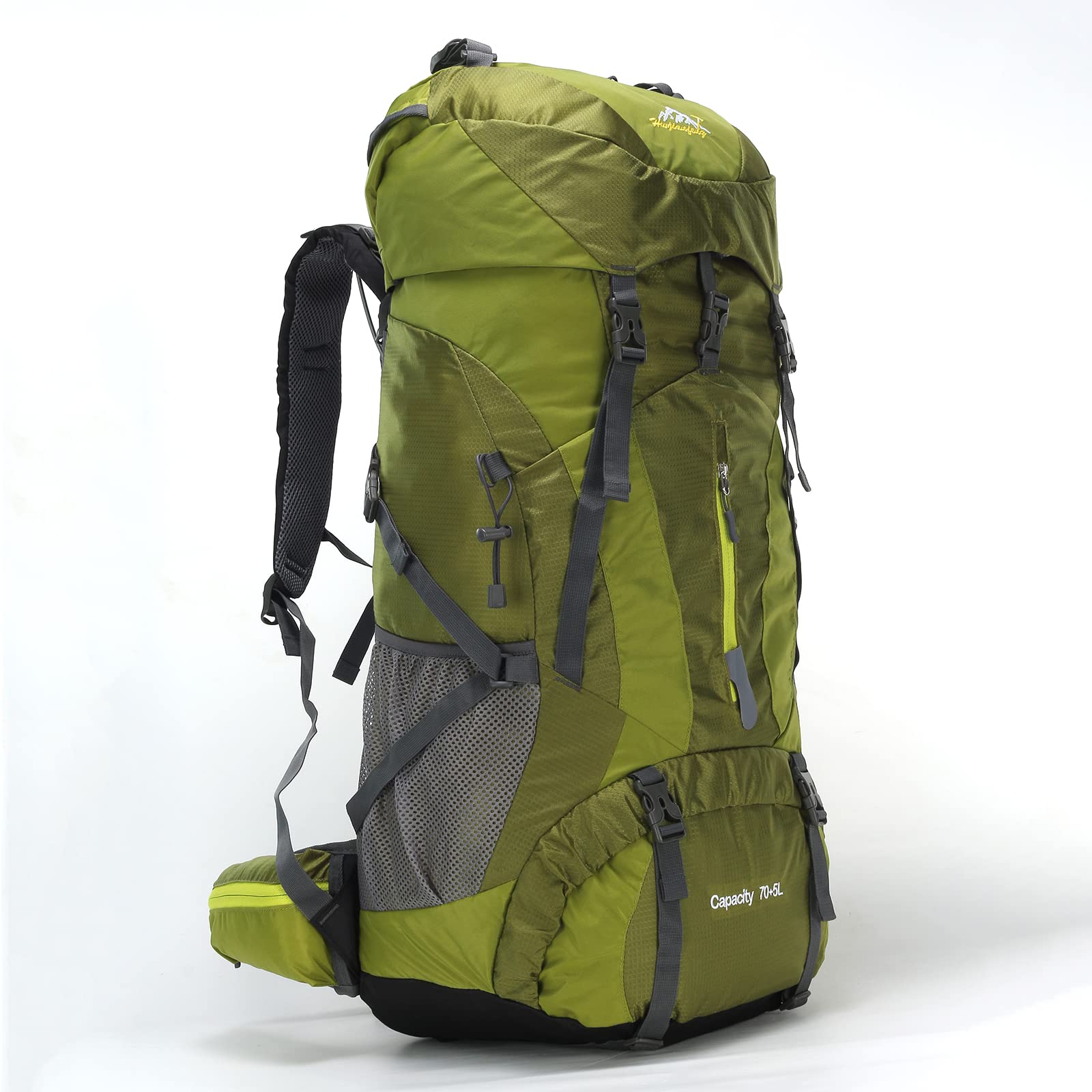 WintMing 75L Hiking Backpack with Rain Cover Waterproof Camping Backpack Shoes Warehouse for Men Wom
