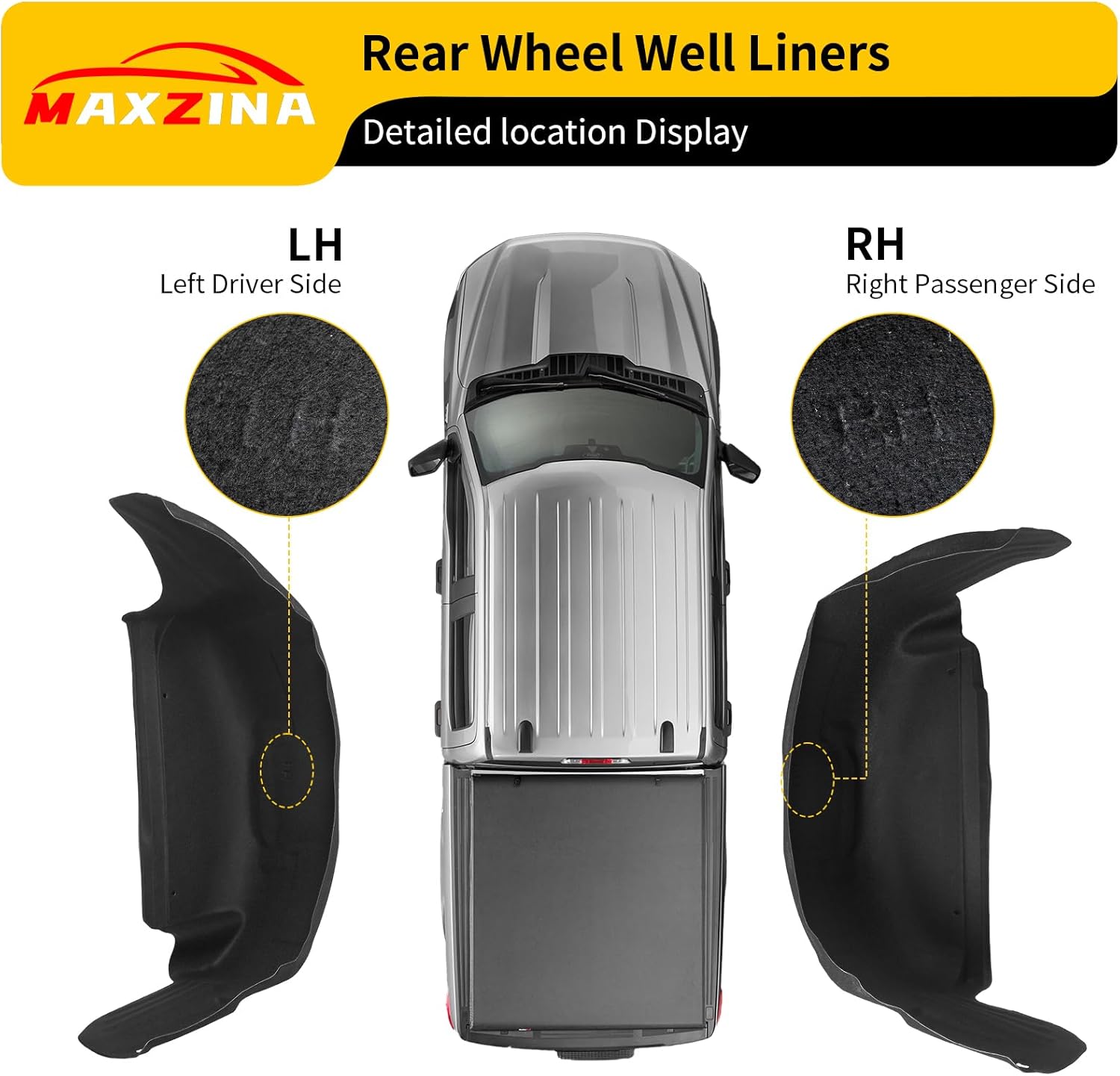 rear wheel well liners compatible with 2021-2025 ford f150 (not for raptor) rear wheel arch liners no drilling well guards tire inner fenders for 2024 f-150 replacement accessories (2pcs) pp+pe+pet felt
