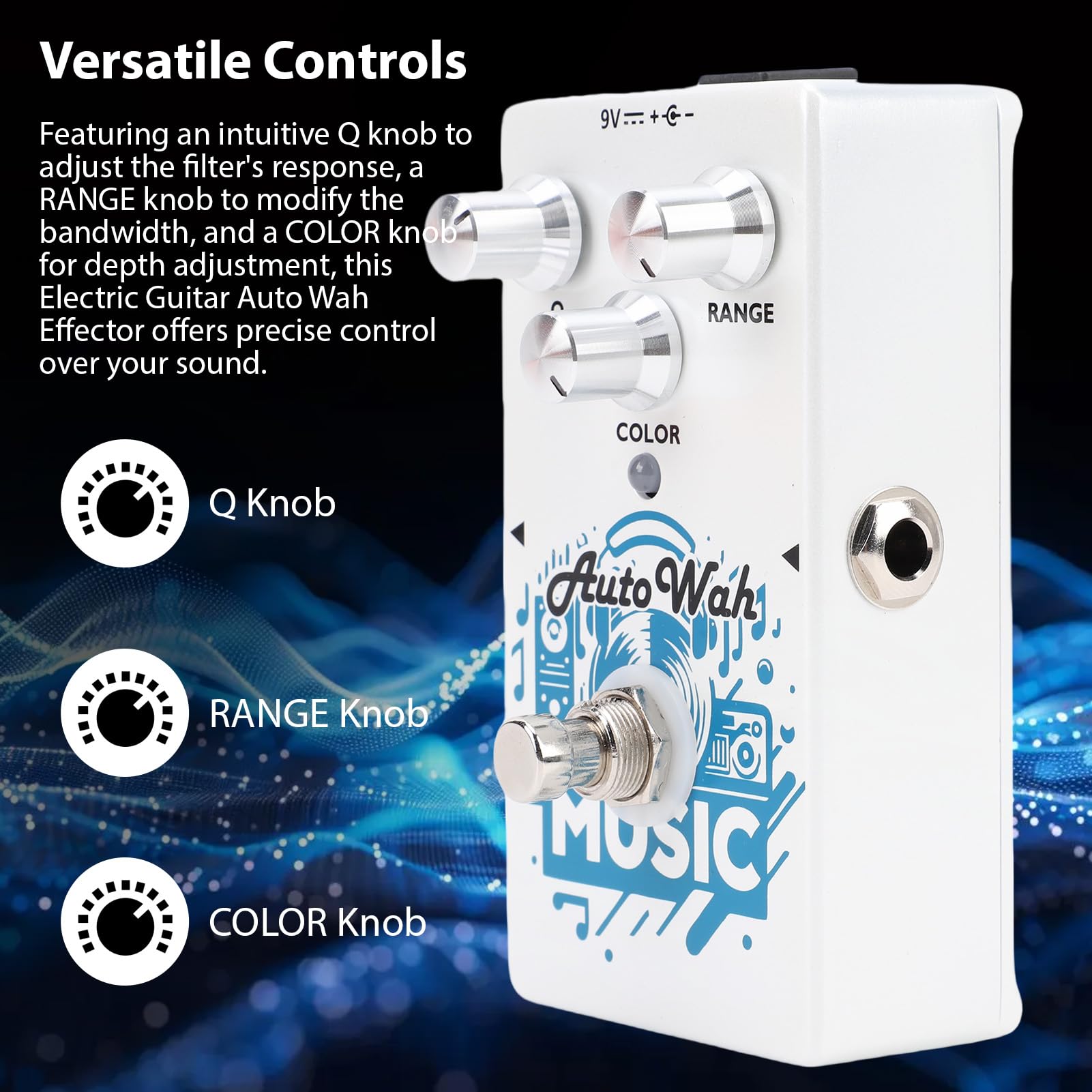Walmeck Pedalata di Auto Wah per Chitarra Elettrica, Design Classico con Registrazione Ad Anello, Controllo a 3 Knob, Stile Funk, Performance Teatrale, Iconico Stile degli Anni '70