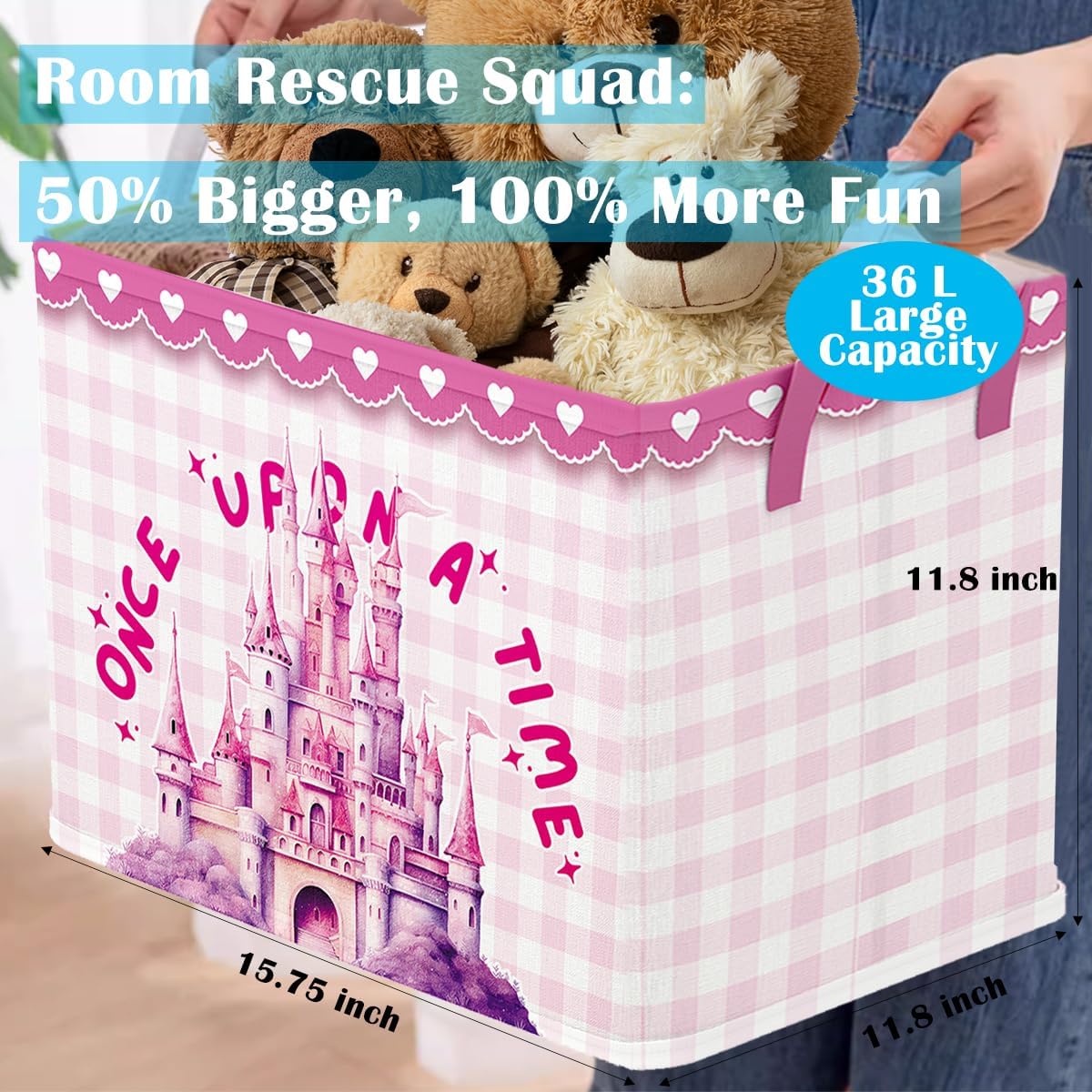 Runtoo Princess Castle Baby Basket Nursery Decor Fairy Once Upon A Time Baby Shower Decorations Girls Gift Basket Toddler Toy Box Laundry Hamper Closet Storage Bins