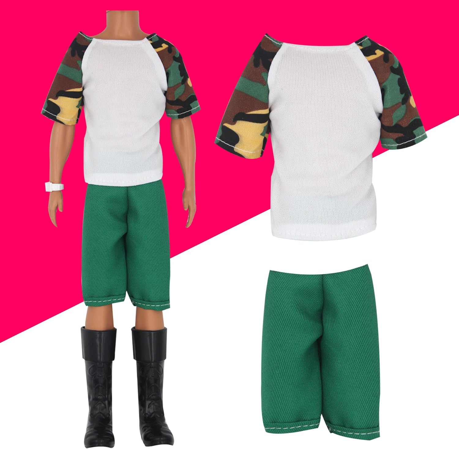 ZTWEDEN 32Pcs Doll Clothes and Accessories for 12 Inch Boy Dolls Include 20 Different Wear Clothes Shirt Jeans Beach Shorts 4 Pairs of Shoes, Glasses, Earphones for 12'' Boy Doll