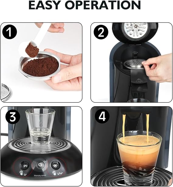 詰め替え可能なコーヒーカプセル、Philips対応、Senseo Systemコーヒーマシン、再利用可能なポッド、エスプレッソクレマメーカーカプセル2個。